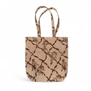 Beige Cherub Pattern Tote Bag